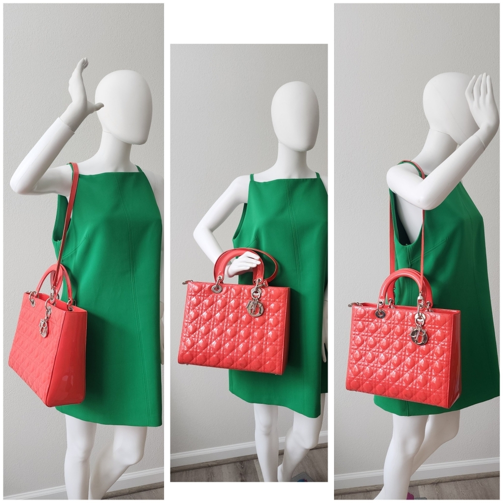 Auth DIOR LADY DIOR Cannage Calfskin Large Tote Bag - Picture 3 of 14